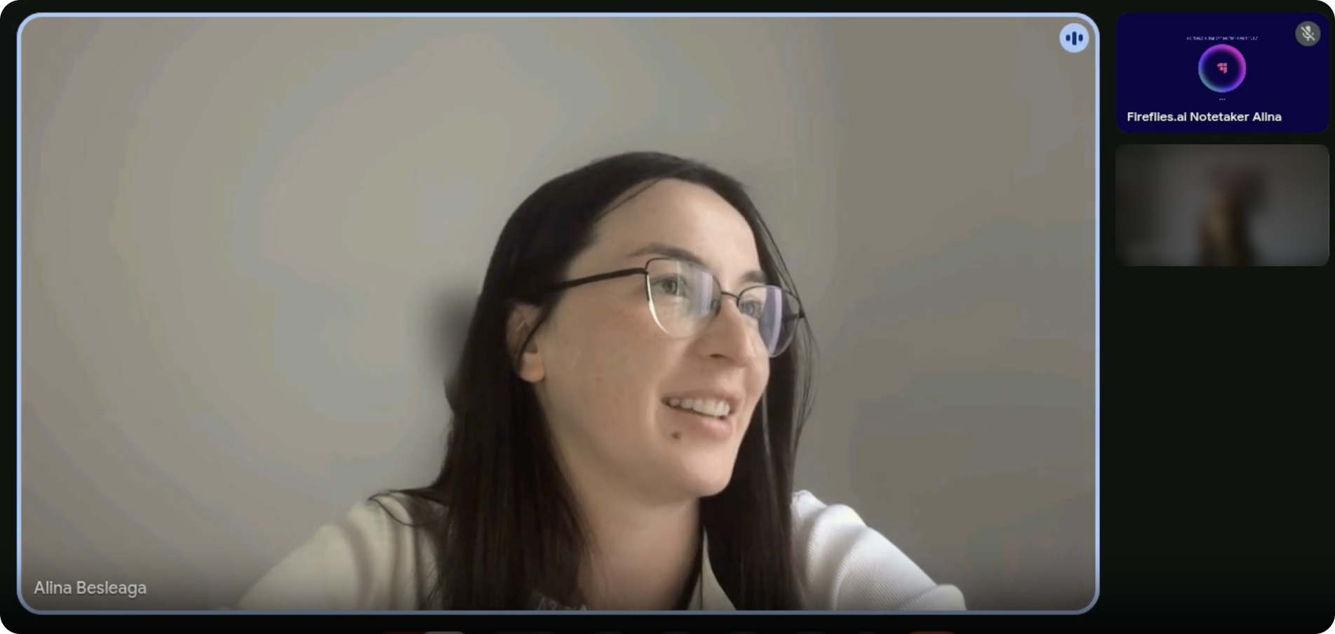 Alina in a 1:1 client interview